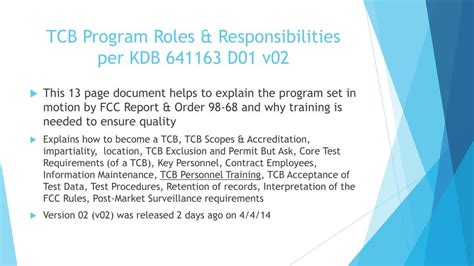 tcb roles and responsibilities